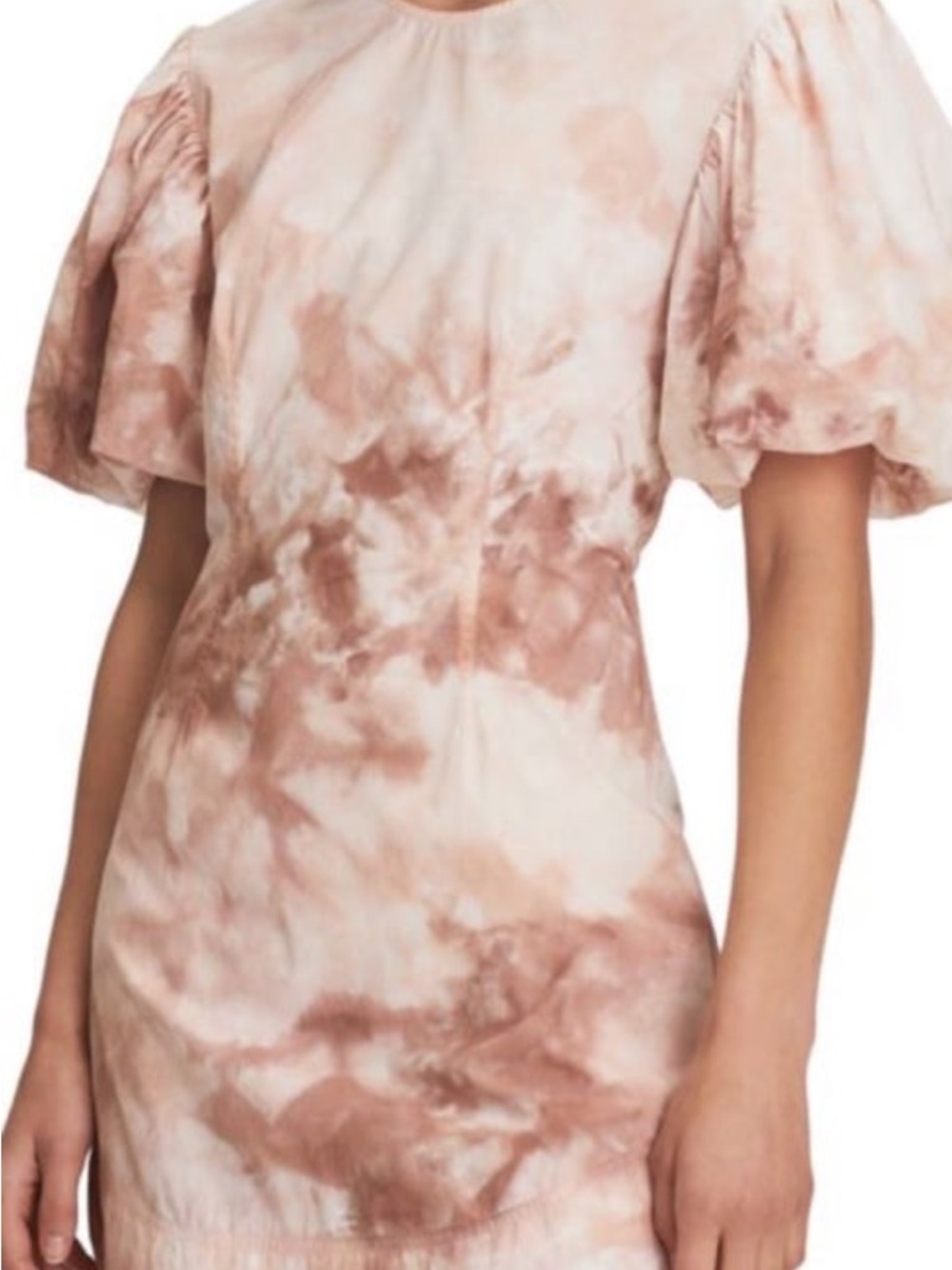 A.L.C. Tie-Dye Puff-Sleeve Mini Dress in Blush Taupe
